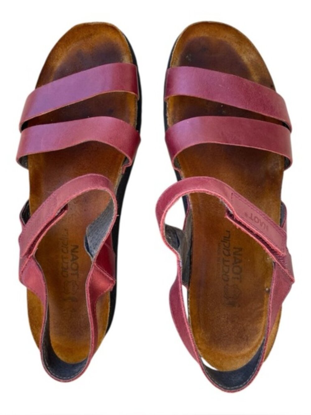 Naot Kayla Red Leather Strappy Comfort Sandals Wedge Size 41 US 10 10.5